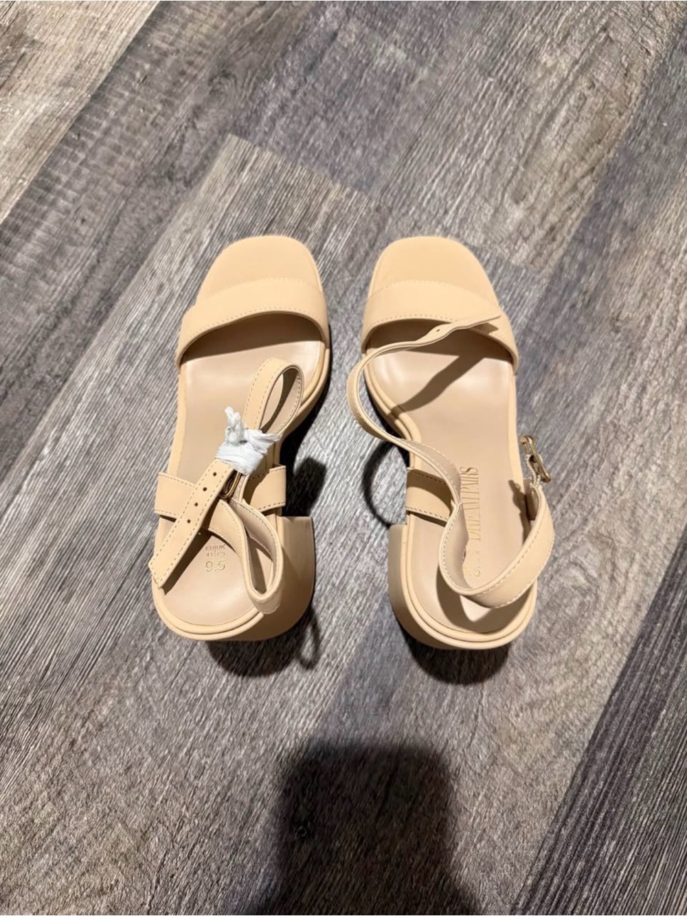 Women's Beige Strappy Block Heel Sandals